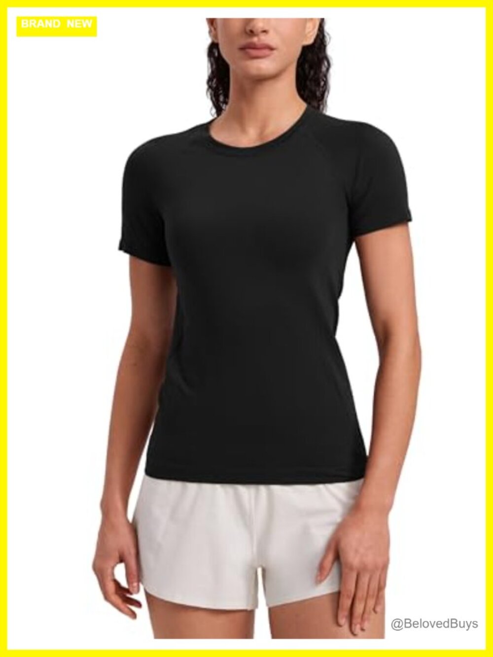 Seamless Workout Crewneck Tee Slim Fit Hip Length Active T-Shirt